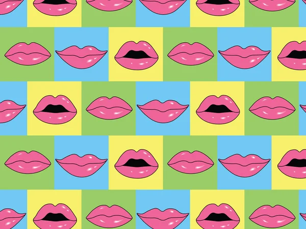 Conjunto Varios Labios Rosados Patrón Fondo Brillante Para Imprimir — Archivo Imágenes Vectoriales