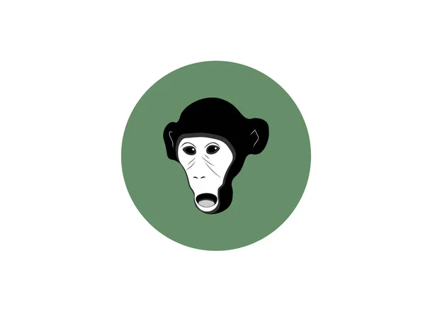 Ilustracja Małpa Otwartymi Ustami Tle Zielonym Kółku — Wektor stockowy