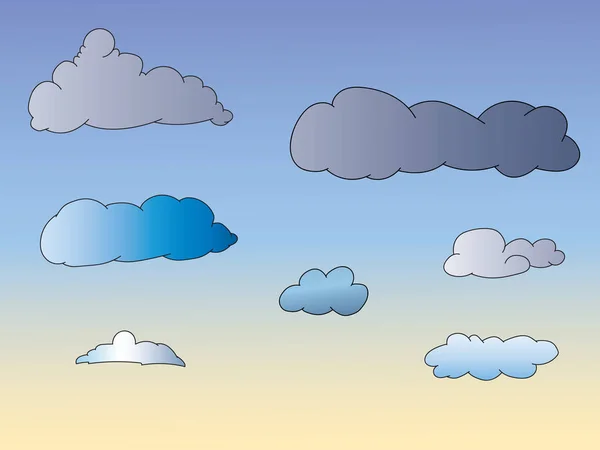 Vektor Handgezeichnete Ikone Illustration Set Der Wolken Vorlage Für Die — Stockvektor