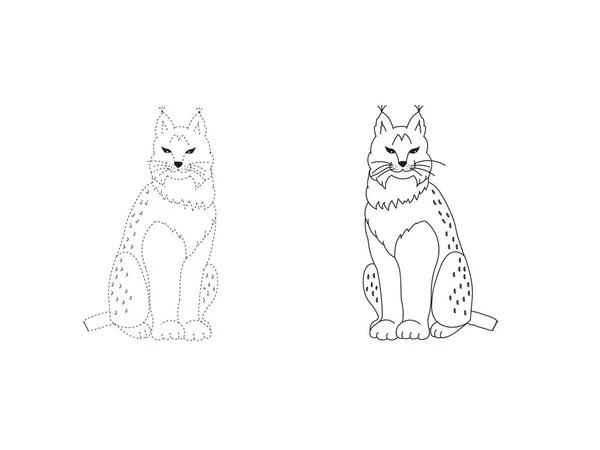 Siluetleri Bir Lynx Boyama Anahat — Stok Vektör