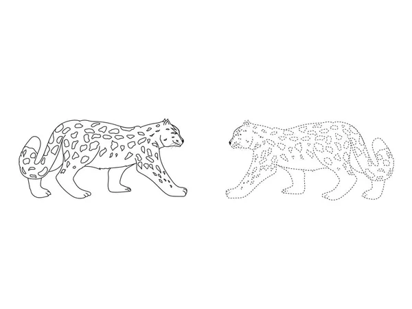 Duas Silhuetas Delineadas Leopardo Neve Para Colorir —  Vetores de Stock