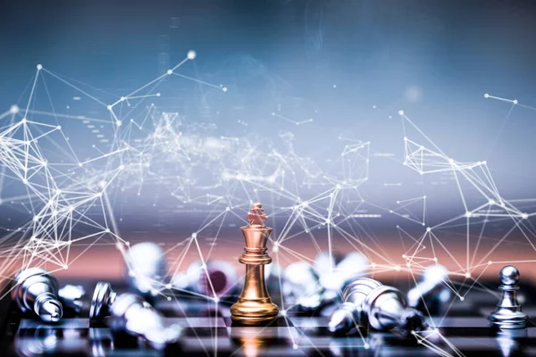 Golden kings chess with winner action — Stock Photo, Image