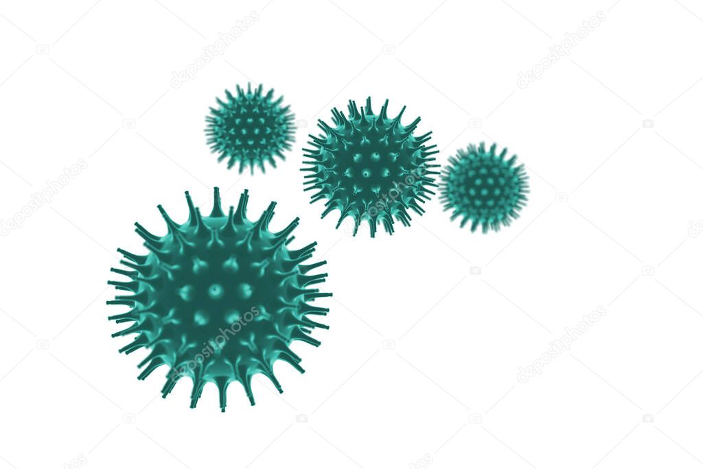 isolated hight quality virus structure on white background with clipping path, 3d render