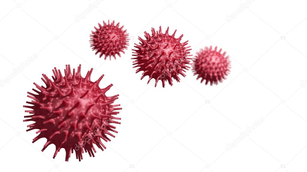 isolated hight quality red virus structure on white background with clipping path, 3d render