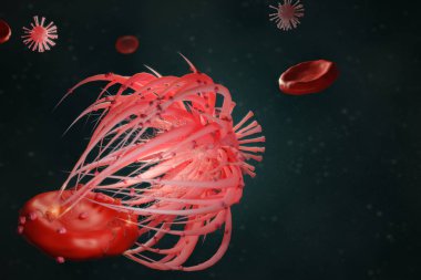 Coronavirus 2019, covid19 grip salgını konsepti, 3 boyutlu resimleme