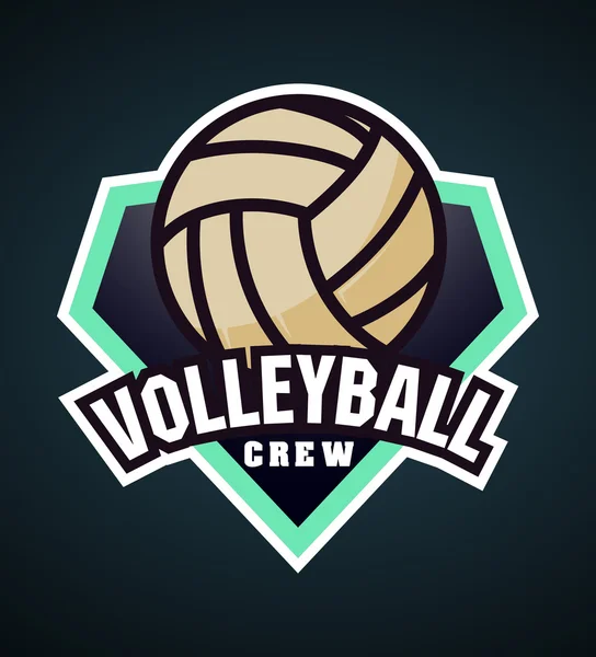 Vector volleyball crew logo with ball. Sport badge for tournament or championship. Sport T-Shirt Graphics — Stock Vector