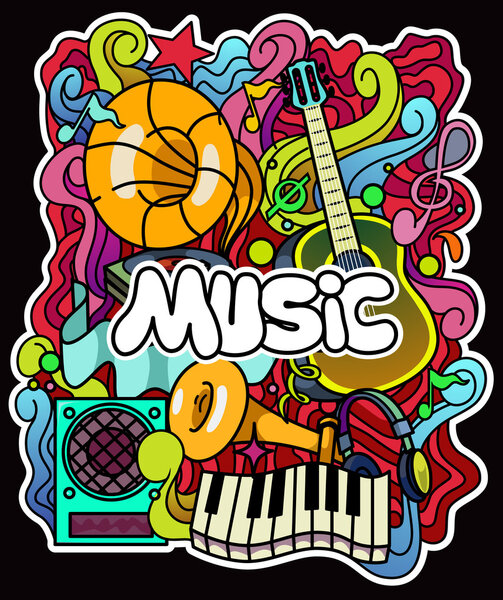 Colorful music background. Vector illustration. Place for text.