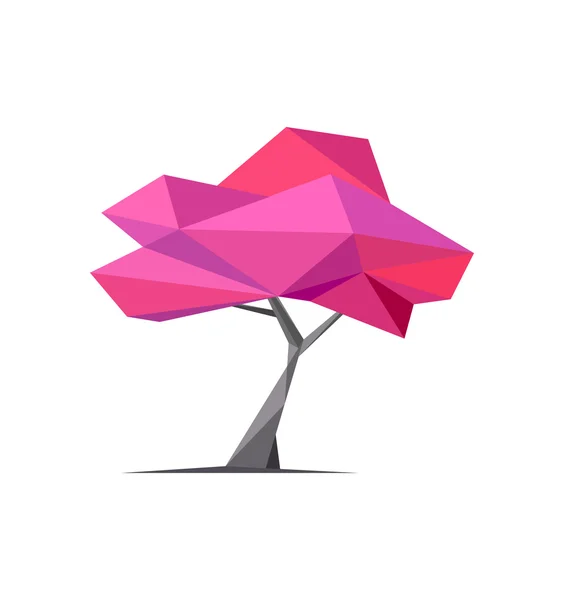 Kavramsal poligonal ağaç. Vektör çizim, düşük Poli stil soyut. Stilize tasarım öğesi. Arka plan tasarım afiş, el ilanı, kapak, broşür için. Logo tasarımı. Sakura, kavram Pembe ağaç bahar