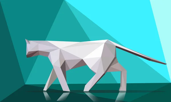 Düşük Poli stil kedi, modern köşeli tasarım, origami kedi, 3d çizim — Stok Vektör