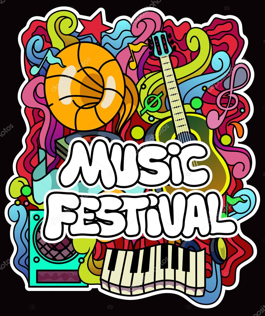 Music festival background. Vector illustration. Place for text.