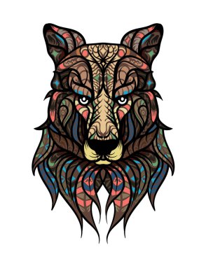 Kurt desenli başkanı. Totem dövme tasarım. T-shirt, çanta, kartpostal, poster baskı olarak kullanılabilir 