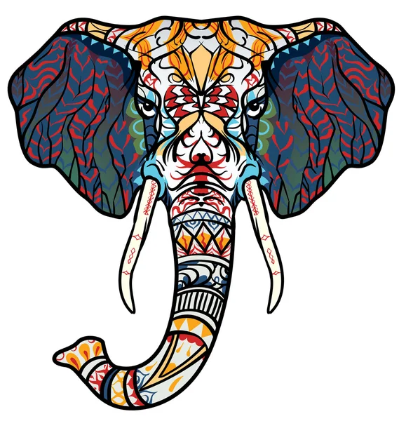 Cabeza de elefante estampada étnica. Diseño africano / indio / tótem / tatuaje. Uso para impresión, carteles, camisetas . — Vector de stock