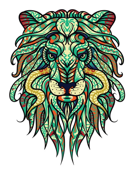 Design de tatuagem Abstract Lion Vector Illustration. Signo do zodíaco Leo. Pode ser usado para impressão de t-shirt, saco, cartão postal, cartaz. Totem animal. Símbolo do horóscopo . — Vetor de Stock