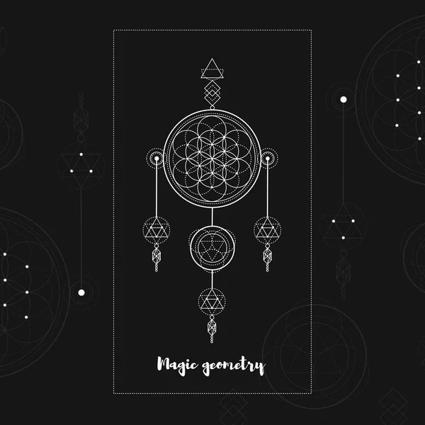 Kutsal geometri tasarım çizimler. Sihirli geometri sembolü, Mandala — Stok Vektör