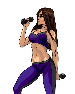 Seksi genç kadın, güzel kız salak-bells ile çalışma dışarı