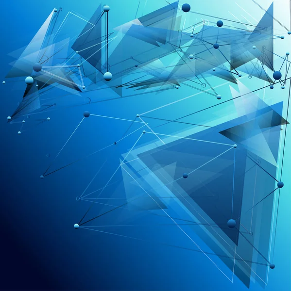 Abstrakt polygonal illustration / bakgrund med trianglar, streck och punkter — Stock vektor