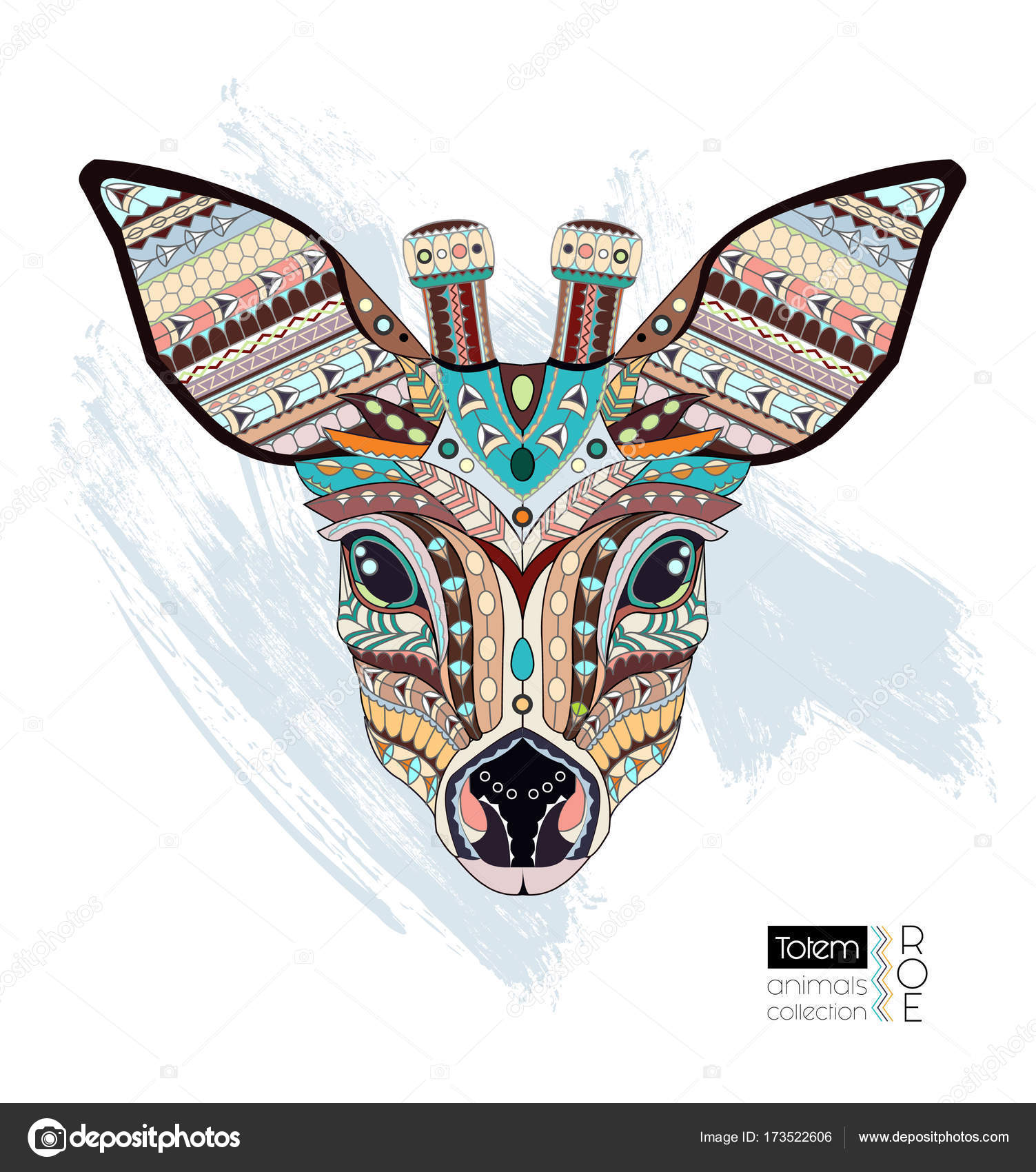 Cervo testa di uova da colorare Prenota pagina Illustrazione di vettore degli animali etnici Africano indiano totem disegno del tatuaggio