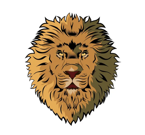 Lion head illustration. Kan användas som tatuering design, logotyp, t-shirt tryck, graffiti. — Stock vektor