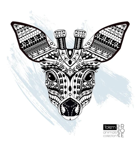 Deer / roe head coloring book / page. Ethnic animals vector illustration. African / indian / totem / tattoo design. Can be used as t-shirt and bag print, postcard, poster. Anti stress for adults — Stock Vector