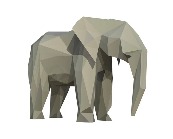 Wielokątne Słonia Low Poly Geometrycznej Ilustracja Wektor Zwierzęta — Wektor stockowy