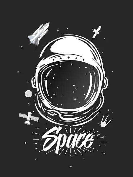 宇航服 Art 空间插图 太空旅行的标志 科学研究 宇航员 Shirt 探索新行星的宇航员 — 图库矢量图片