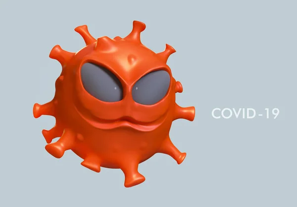 3Dキャラクターコロナウイルス 明確な背景に隔離されたウイルス 危険シンボルベクトルイラスト — ストック写真