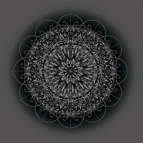 Mandala Lineal Blanco Negro Ilustración Vectorial Para Fondo — Vector de stock