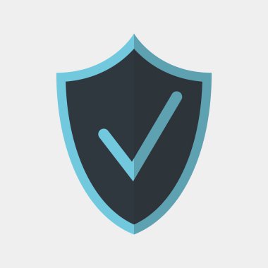 Vector icon made of shield and check mark on it. It represents identity security and data protection