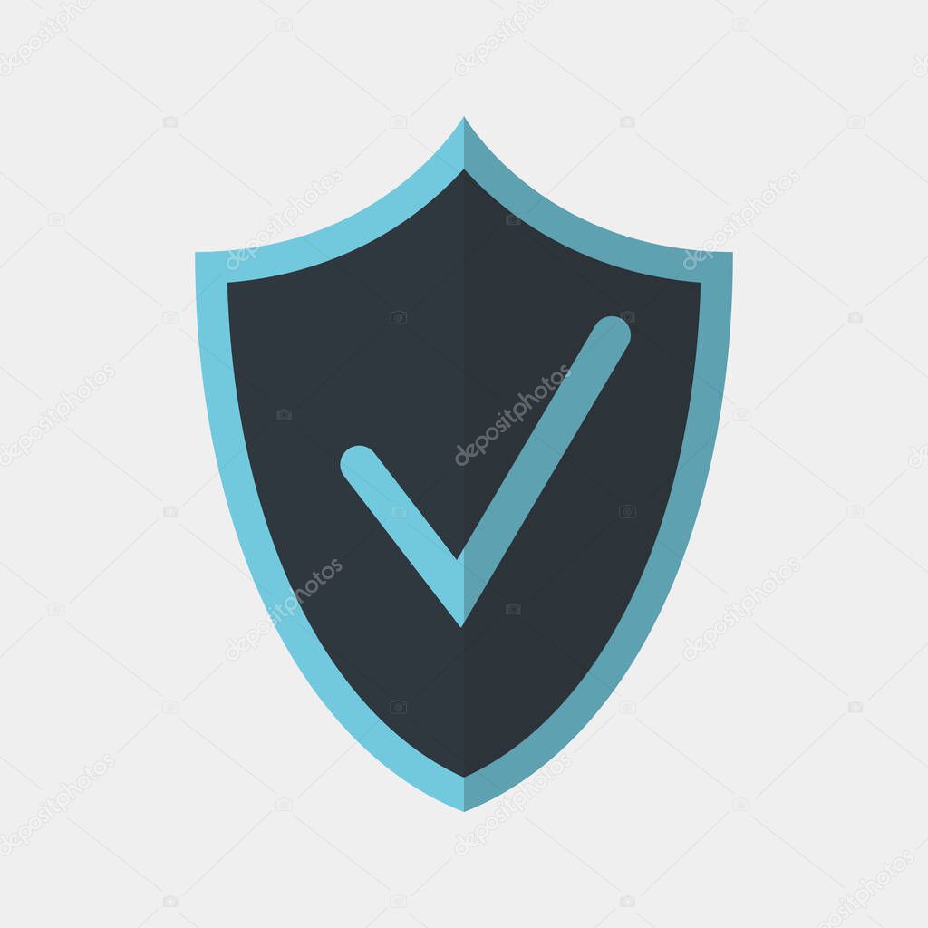 Vector colorful icon made of shield and check mark on it. It represents identity security and data protection