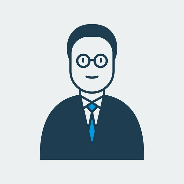 Vector icon of a man in a glasses wearing a suit with a tie. It represents government employees and professional worker — ストックベクタ