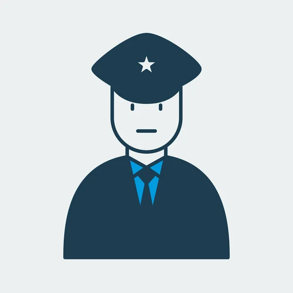 Vector icon of a policeman in a cap. It represents government protection and personal security — Stok Vektör