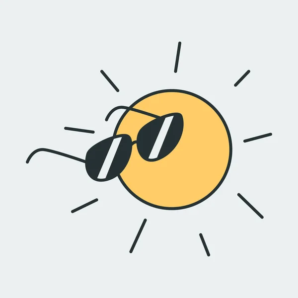 Icône vectorielle d'une lunette de soleil avec un soleil en arrière-plan. Il représente un concept d'été, de plaisir, de plage et de vacances en famille. Peut également être utilisé comme logo — Image vectorielle