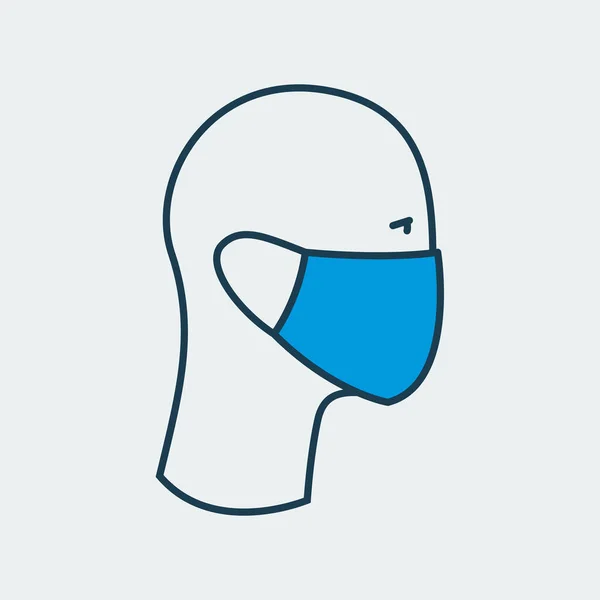 Karantina sırasında maske takan ve mesafeyi koruyan bir kişinin vektör simgesi. Tıbbi koruma, izolasyon, sağlık güvenliği ve virüs karantinası kavramını temsil ediyor.