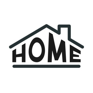 Ev kelimesi ev şeklinde bir tipografik logonun vektör çizimi. Ev, inşaat ve konut kavramını temsil ediyor. Ayrıca logo, simge veya rozet olarak da kullanılabilir.