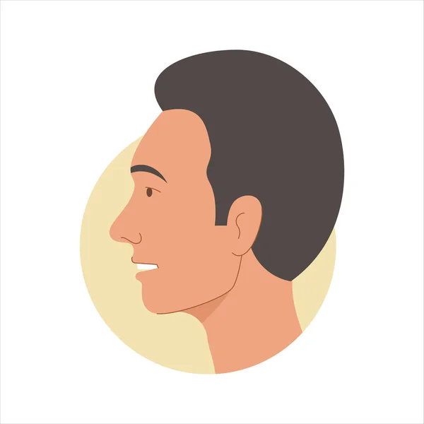 Ilustración vectorial de un retrato de un joven alegre y atractivo dibujado a media cara. Representa un concepto de belleza, alegría y felicidad. También se puede utilizar como avatar, icono o insignia — Vector de stock