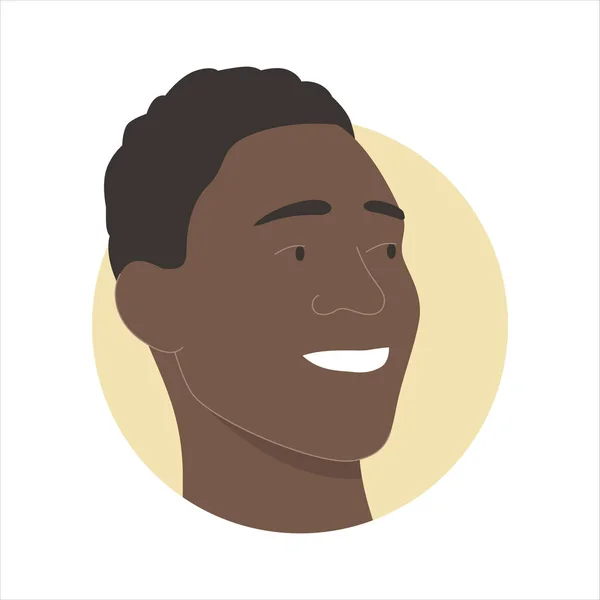 暗い肌を持つ幸せな笑顔魅力的なアフリカ人男性の肖像画のベクトルコンセプトイラスト それは美しさ 幸福の概念を表しています アバター アイコン バッジとしても使用できます — ストックベクタ