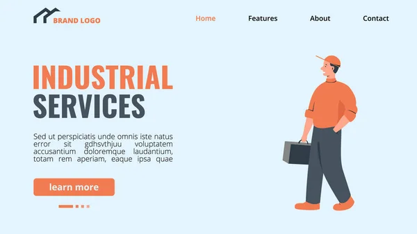 Web Interface Colorida Site Construção Serviços Industriais Empresa Ilustração Vetorial — Vetor de Stock