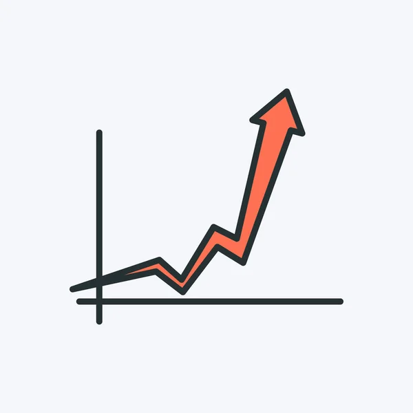 Grafico Con Una Freccia Fino Icona Colorata Illustrazione Vettoriale Grafico — Vettoriale Stock