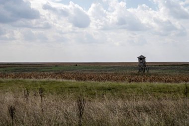 Ahşap bir gözetleme kulesi ile manzara