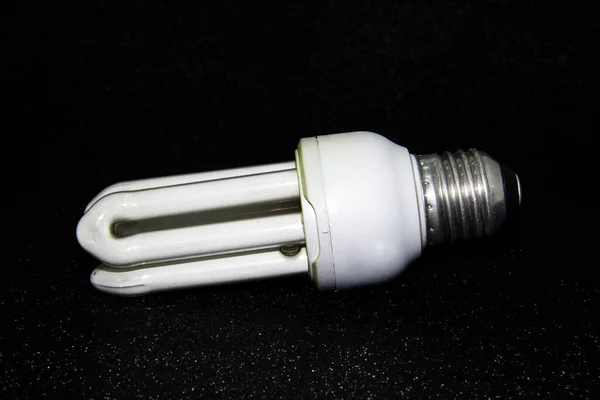 Low Energy Consumption Light Bulb Black Background Stock Image