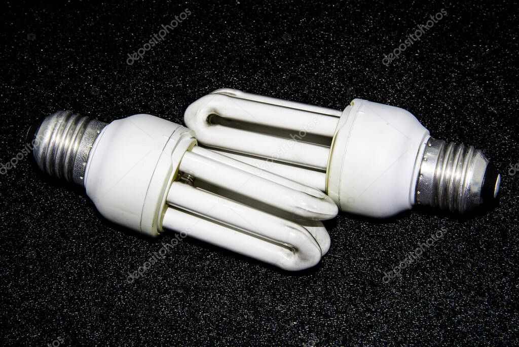 Low energy light bulbs, isolated on black. 