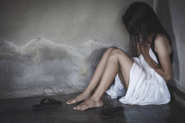despair rape victim waiting for help, Stop sexual harassment and