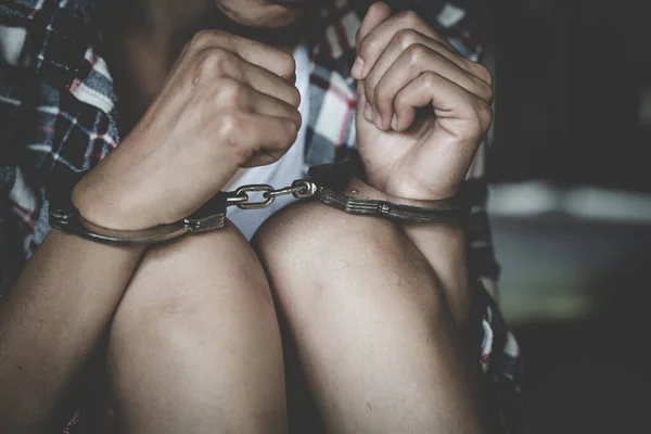 Mulheres Que São Vítimas Tráfico Seres Humanos Acabar Com Violência — Fotografia de Stock