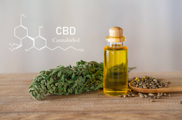 Cannabis of the formula CBD cannabidiol. hemp oil, CBD oil cannabis extract, Medical cannabis concept,