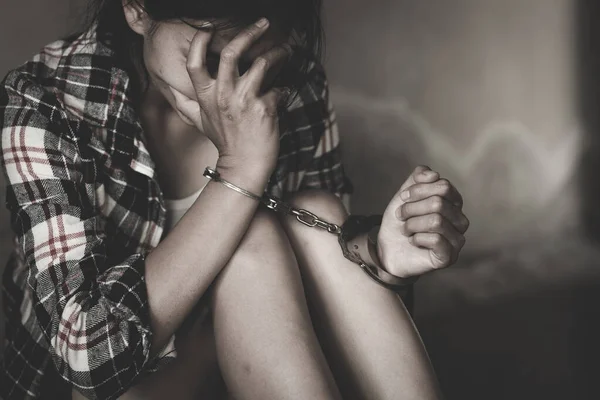 Stop Violence Child Women Child Violence Abused Concept Trafficking Concept — Stock Photo, Image