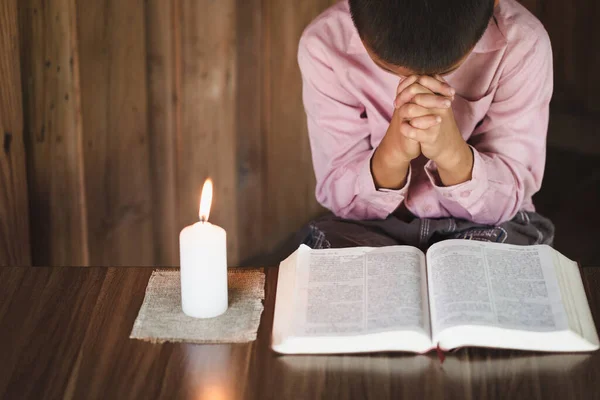 Little Boy Praying Kid Child Pray Concept World Day Prayer — Stock Photo, Image