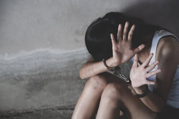 Lotta Contro Violenza Concetto Criminalità Rapimento Persone Legare Mani Delle — Foto Stock