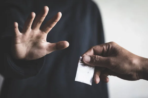 Stoppa Drogkonceptet Kvinna Som Gör Ett Stopp Gest Till Droger — Stockfoto