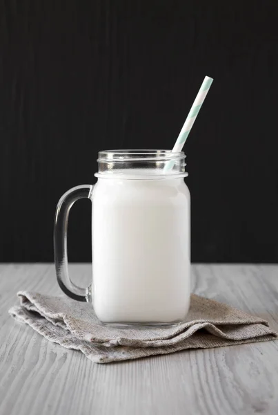 Lait Coco Dans Bocal Verre Vue Latérale Gros Plan — Photo