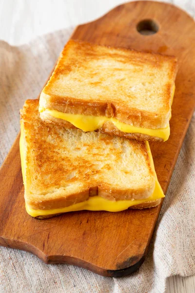 Homemade Grilled Cheese Sandwich Rustic Wooden Board Low Angle View — Stock Photo, Image